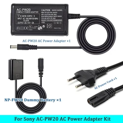 AC-PW20 AC Power Adapter NP-FW50 Dummy Battery Kit for Sony Alpha A5100 A6000 A6100 A6300 A6400 A6500 ZV-E10 A7 A7R Cameras