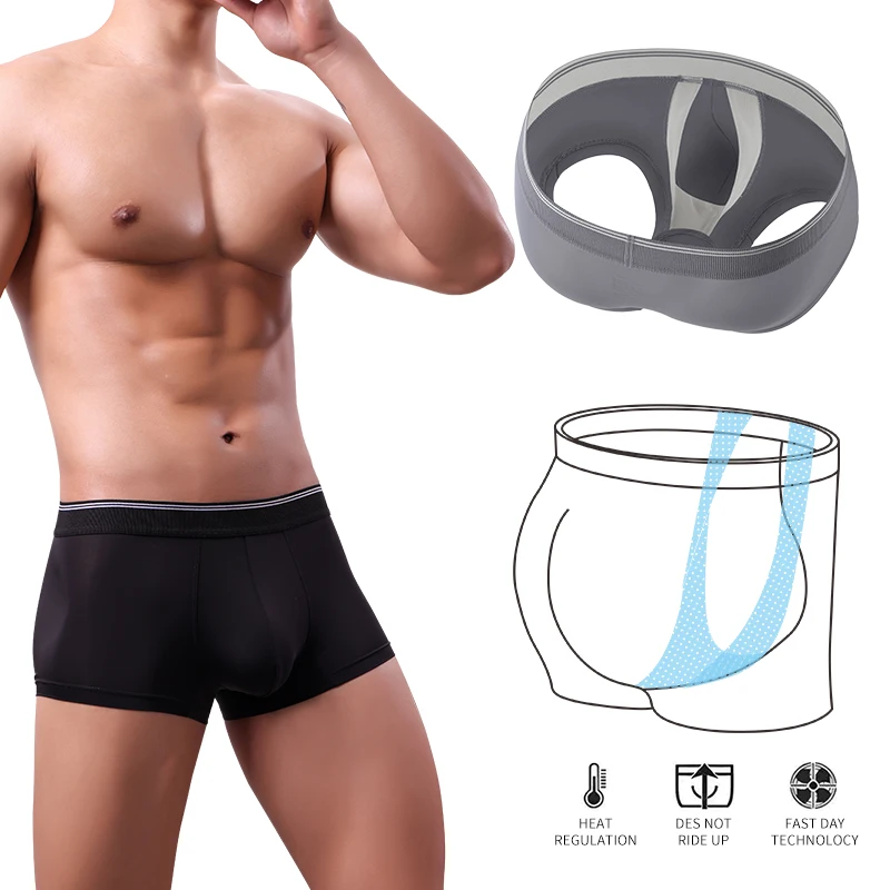 Intimo da uomo Boxer Hombre Ropa Interior Mutandine di seta ghiacciata traspirante