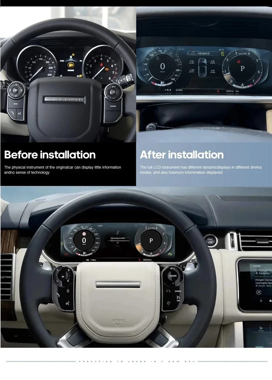 Hh لسيارة رينج روفر فوغ 2013-2016 سبورت 2014-2017 مجموعة رقمية Lcd لوحة القيادة سرعة قمرة القيادة أداة افتراضية #4