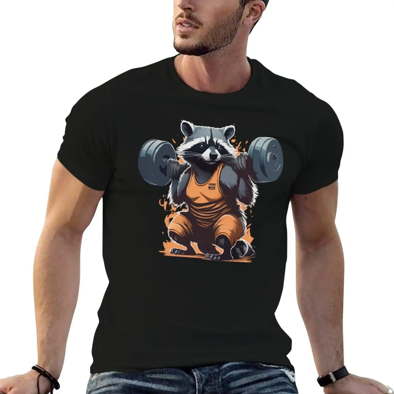 Raccoon Funny Cute Gym Lifting T-Shirt graphic t shirt vintage custom t shirt street wear mens cotton t shirts