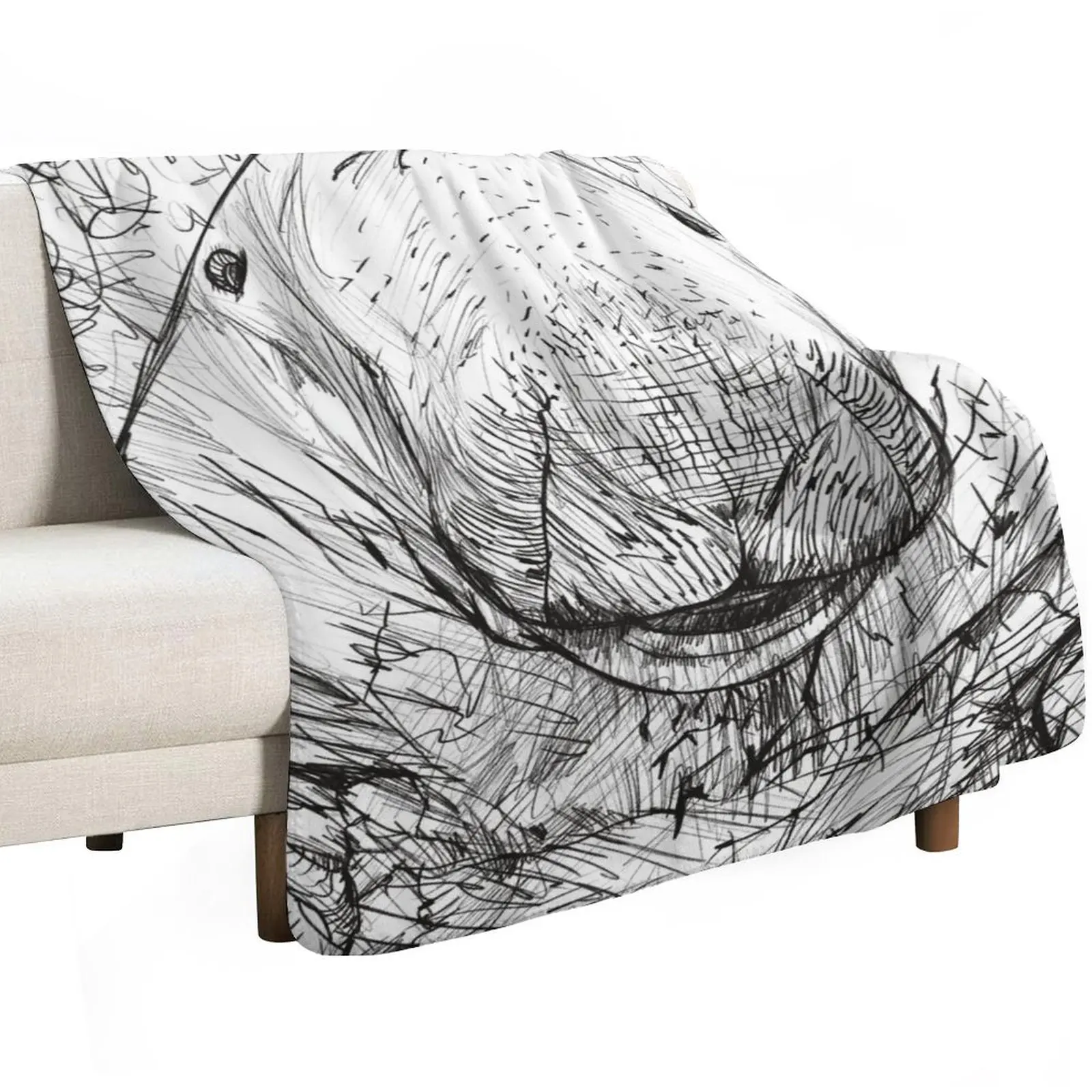DUGONG pencil portrait .1 Throw Blanket Warm Sofa Bed Fashionable Summer Beddings Giant Sofa Sleeping Bag Blankets