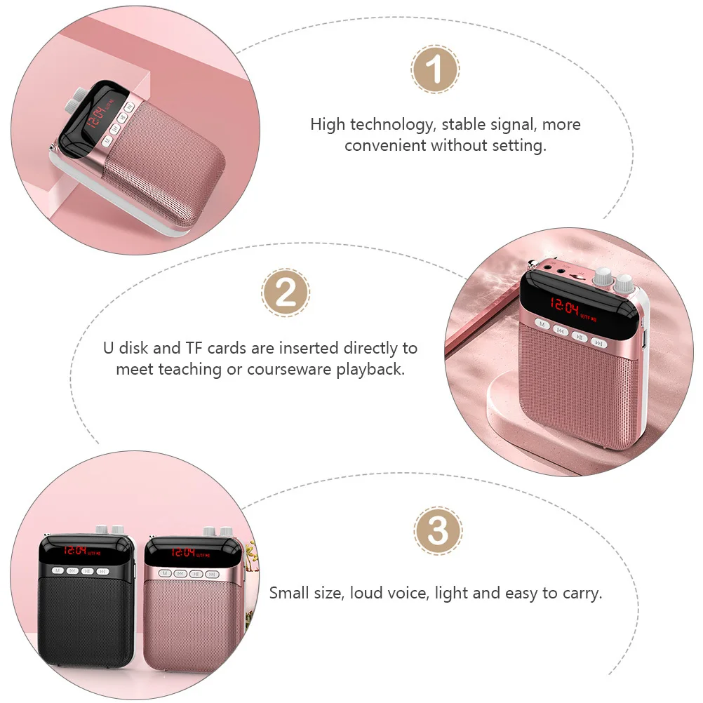 

1Set Voice Amplifier Small Portable Loudspeaker for Teacher Wireless Classroom Outdoor Rechargeable Mini Speaker Voice