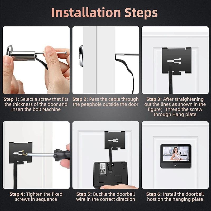 Telecamere per campanello WiFi Radar per visione notturna Rilevatore di movimento PIR Smart Life APP Telecamera spioncino per occhi 1080P Visualizzatore digitale 5000mAh