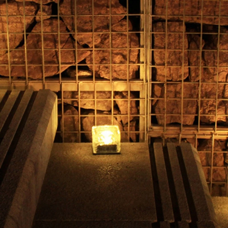 สมาร์ท-กันน้ํากลางแจ้งพลังงานแสงอาทิตย์ไฟ LED อิฐน้ําแข็งโคมไฟบันได Step Paver โคมไฟลานสนามหญ้าไฟตกแต่งสวน