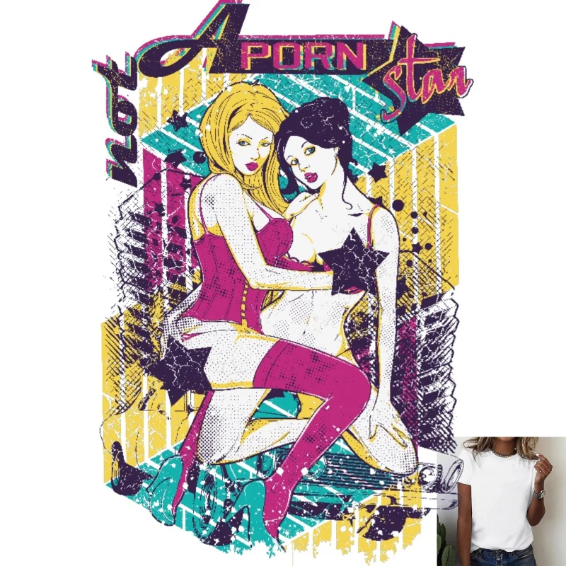Vintage Sexy Girls Pattern Heat Transfer White Ink Iron - on, Trendy & Stylish, Suitable for T - shirts, Canvas Bags & More