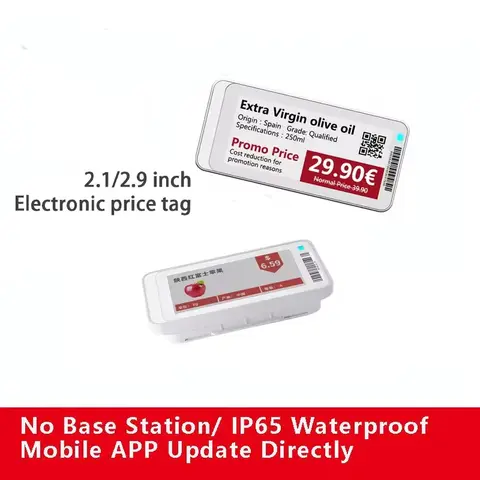 Eink 스크린 가격표 가격 표시 선반 라벨, 안드로이드 앱 제어 업데이트, 다양한 크기, 다국어, 2.1 인치, 2.9 인치