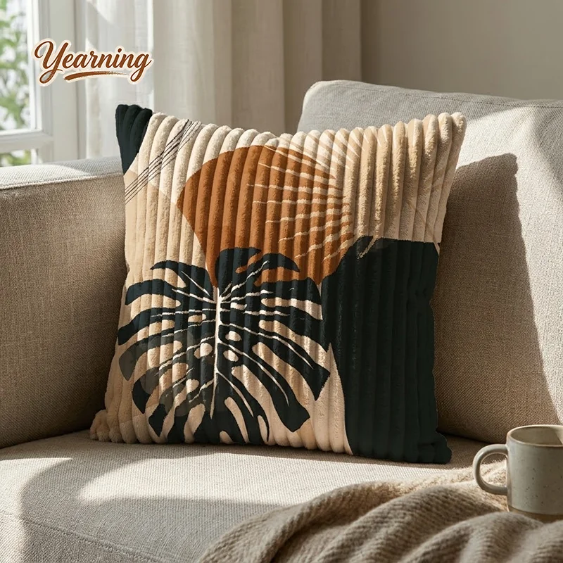 

Cute Cartoon Cream Style Thick Corduroy Cushion Luxury Lumbar Pillow for Sofa Living Room