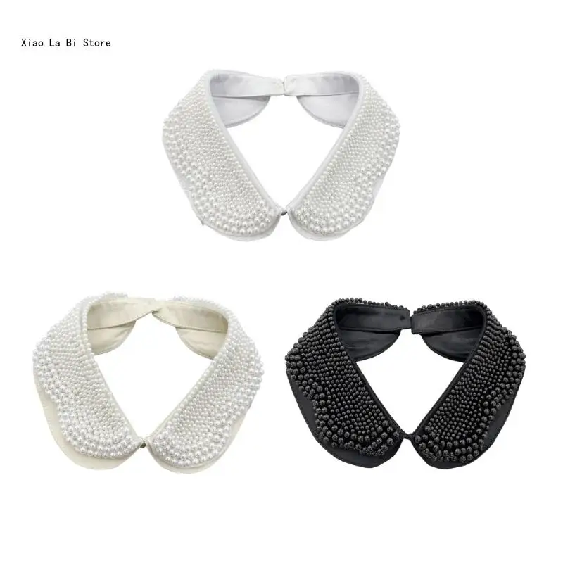 

Pearls Collar Girls Clothes Accessiory Women Collar Lapel Hand Beading XXFD