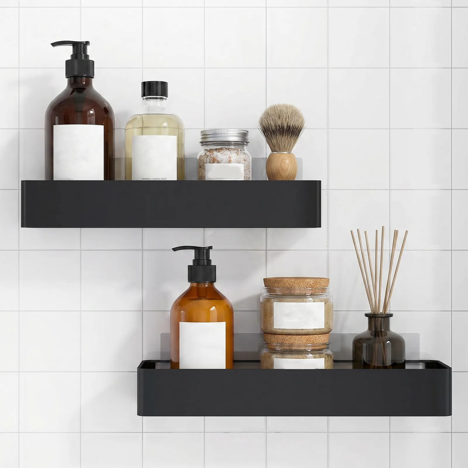 1Set Rustproof Shower Caddy No Drill Bathroom Toiletries Shelf 12 12.6 Wall Mount Razor Face Body Wash Lotion Makeup Shampoo