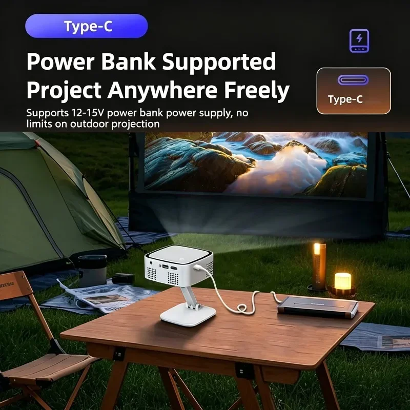 Portable Projector With Detachable and Rotating Stand 720P Mini Pocket LED Projector Movie Projectors Home Cinema for Phone