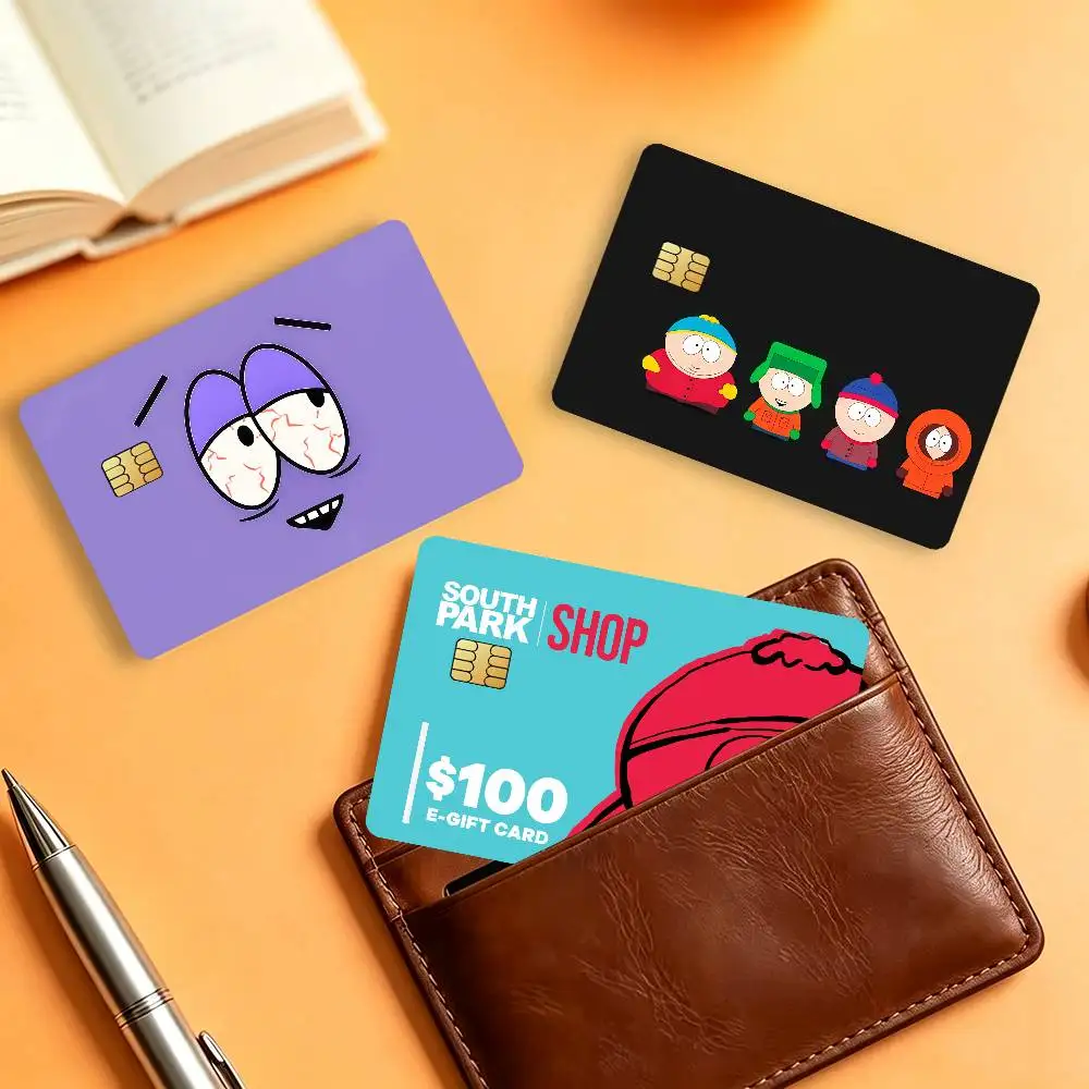 Cartoon S-South Park Credit Skin Cover Card Stickers 4PCS Film Bus Pass Front Decoration Bank Debit Waterproof