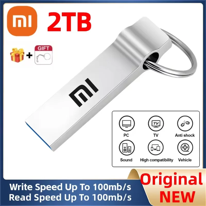 Pen Drive USB à prova d'água XIAOMI, Caneta de alta velocidade, PenDrive metálico para dispositivos de armazenamento de computadores, Tipo C, 2TB, USB 3.2, 16TB