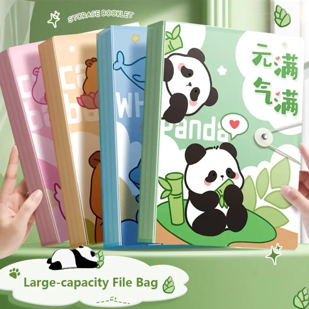 Cartoon Capybara Storage Booklet 30/40/60 Pages Large Capacity Archives Bag Panda Paintings Collection Book Student Gift