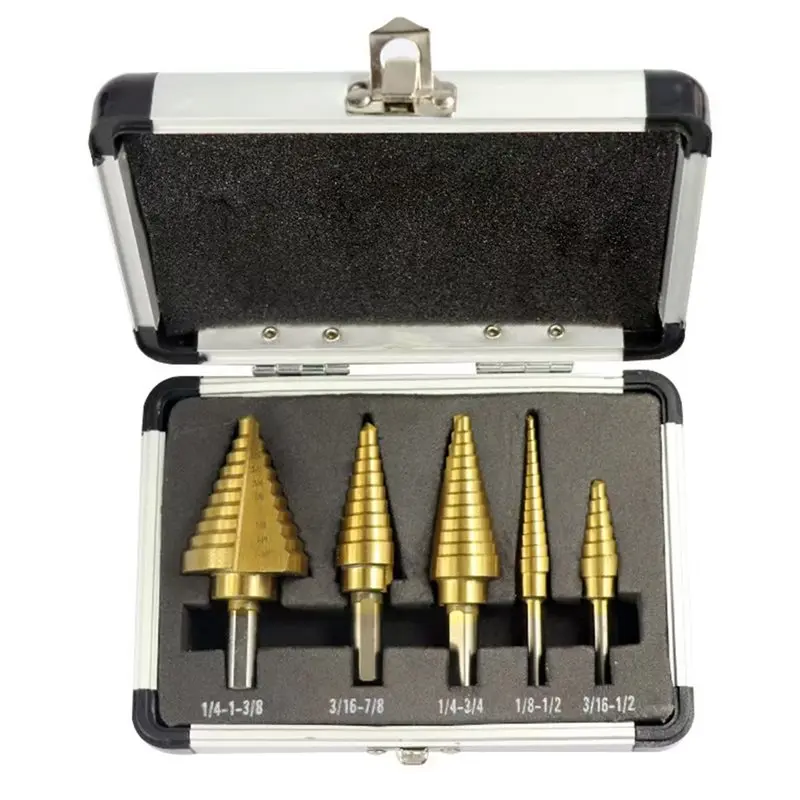 aaaf-hss-step-drill-bit-with-two-straight-flutes-50-sizes-from-3-16-in-to-1-3-8-in-unibit-for-electricians-diy-5pcs
