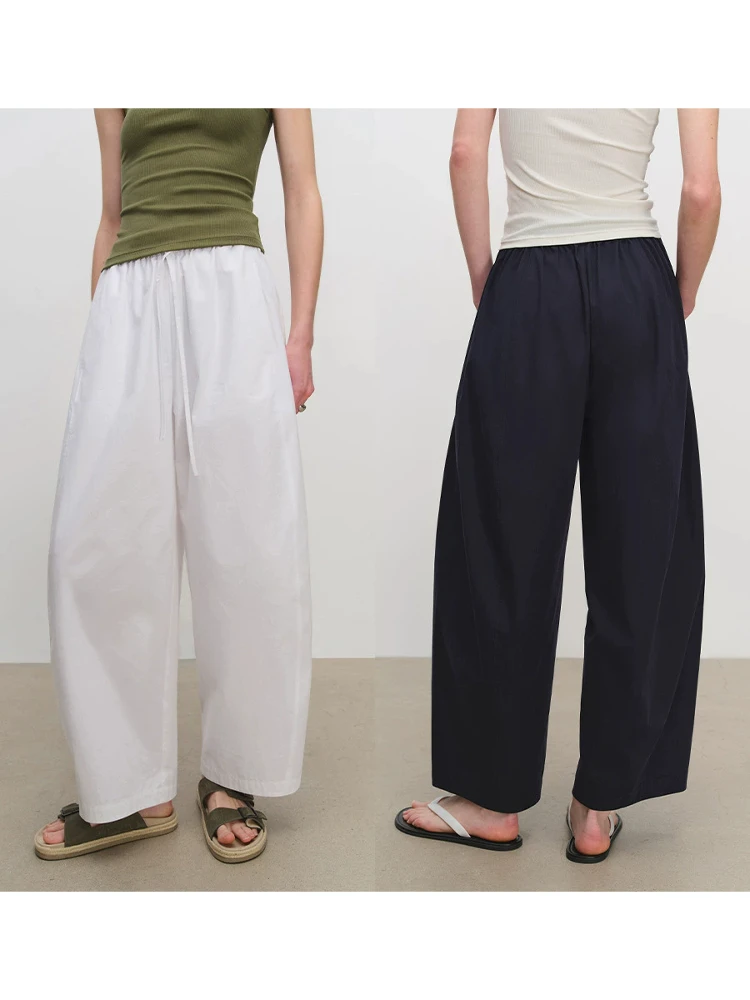 

Slimming Cotton Balloon Pants Women's Versatile Silken Wide Leg Pants Dstring Loose Casual Trousers Trendy Autumn 2025