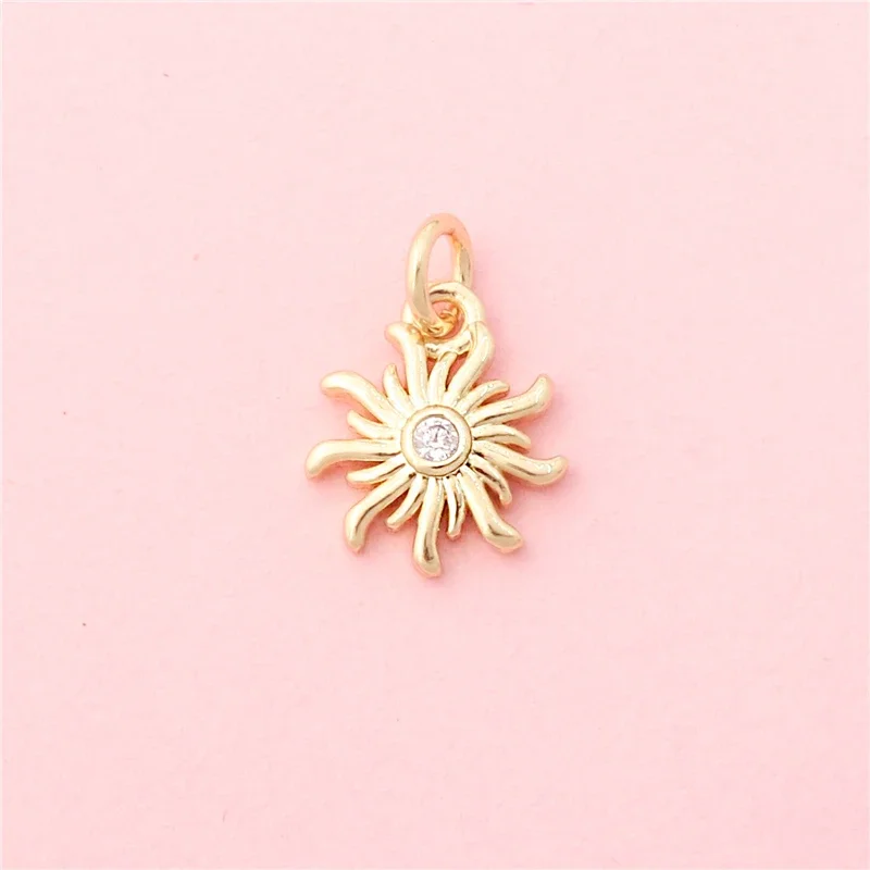 10pcs Brass Inlaid Zircon Sun Charms Accessories For Jewelry Making Diy Bracelet Necklace Pendants Earrings