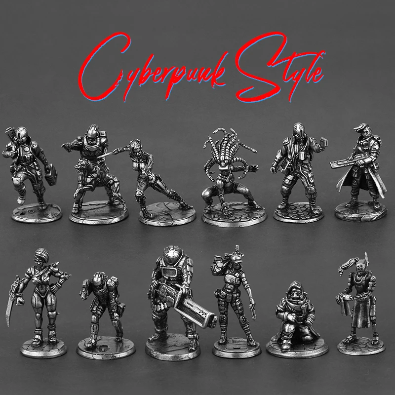 Futuristic Tech Cyberpunk Style Metal Soldier Model Action Figures Board Game Piece Miniature Ornament Accessories Toys Gifts