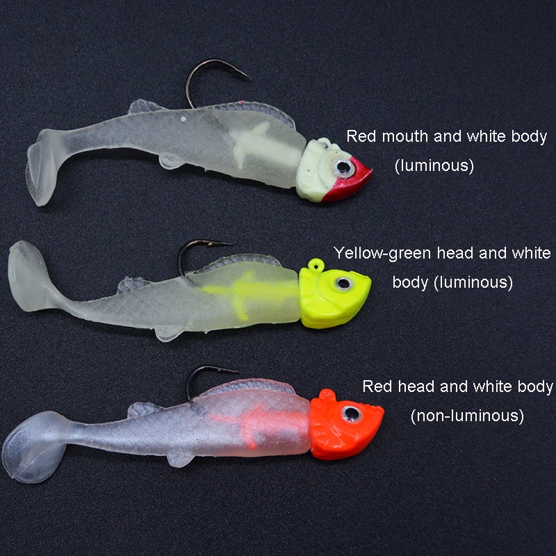 3pcs Fish Soft Bait Long-distance Sea Fishing Luminous Freshwater Bass Mandarin Fish Mandarin Fish Fake Bait Bionic Fish