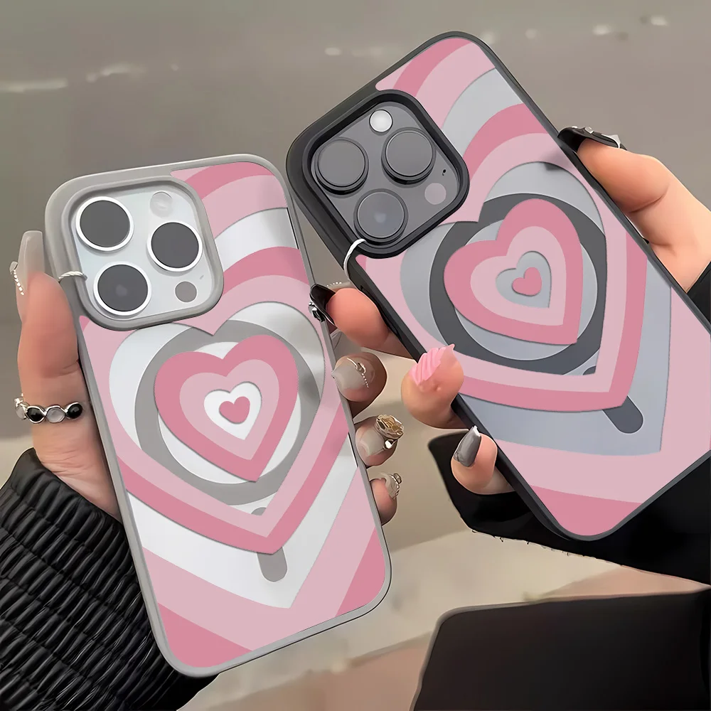 الوردي الحب القلب ل Magsafe جراب هاتف آيفون 16 آيفون 17 13 15 11 12 14 برو ماكس ماتي واضح الاكريليك غطاء مقاوم للصدمات #2