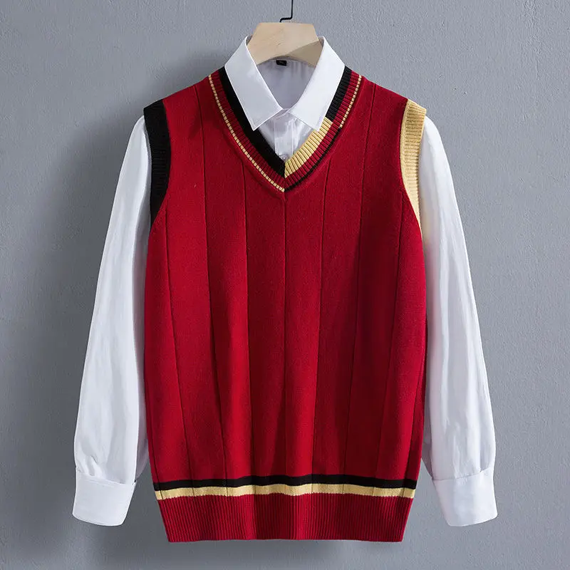 Spring and Autumn Sweaters Vests Men's Color V-neck Casual Knitwear Camisole Base Sweater Vest Top