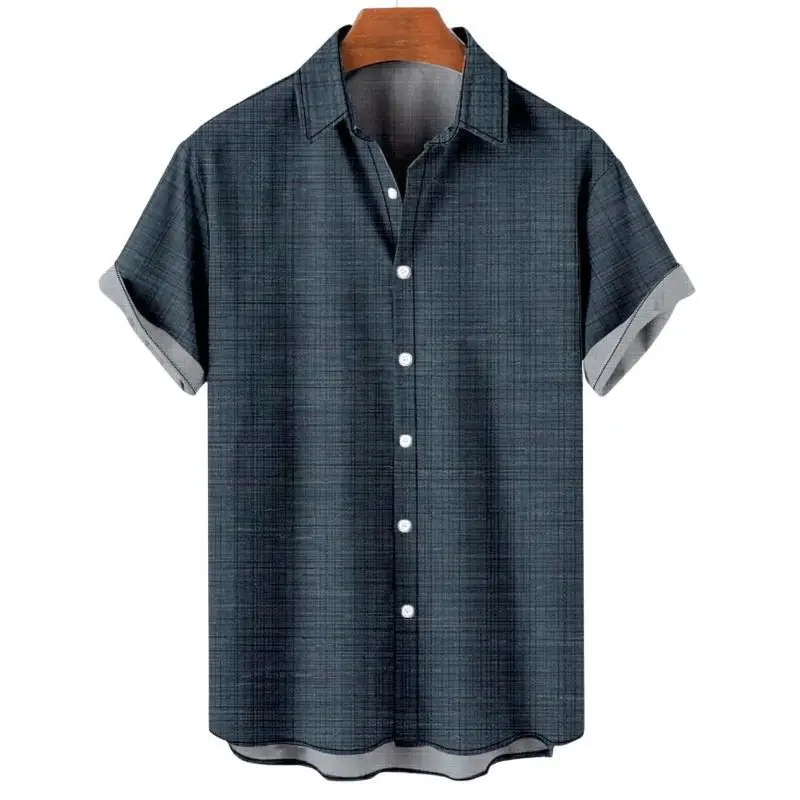 Camisa informal de manga corta para hombre, traje ajustado de Color sólido, talla grande, para actos sociales, novedad