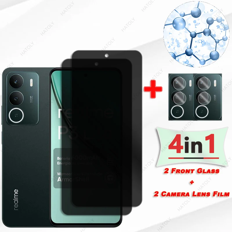 Privacy Screen Protector For Realme P3 Lite 4G Glass For Realme P3 Lite 4G Anti-spy Glass Camera Lens Protector Anti Glare Glass