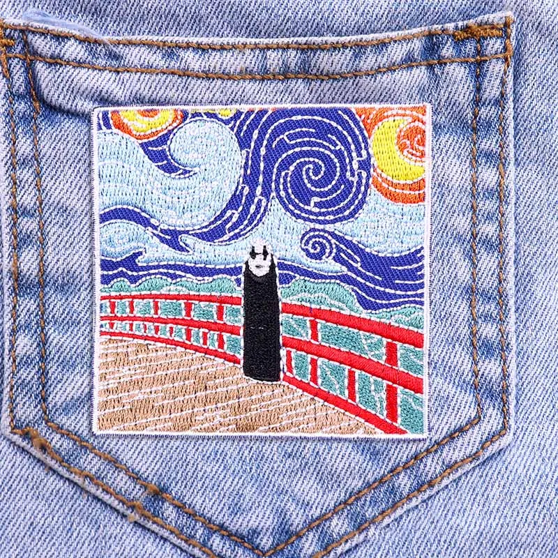 Oil Painting Stamp Applique Embroidered Patches For Clothing Stickers DIY Cartoon/Colourful Patch Iron On Patches On Clothes