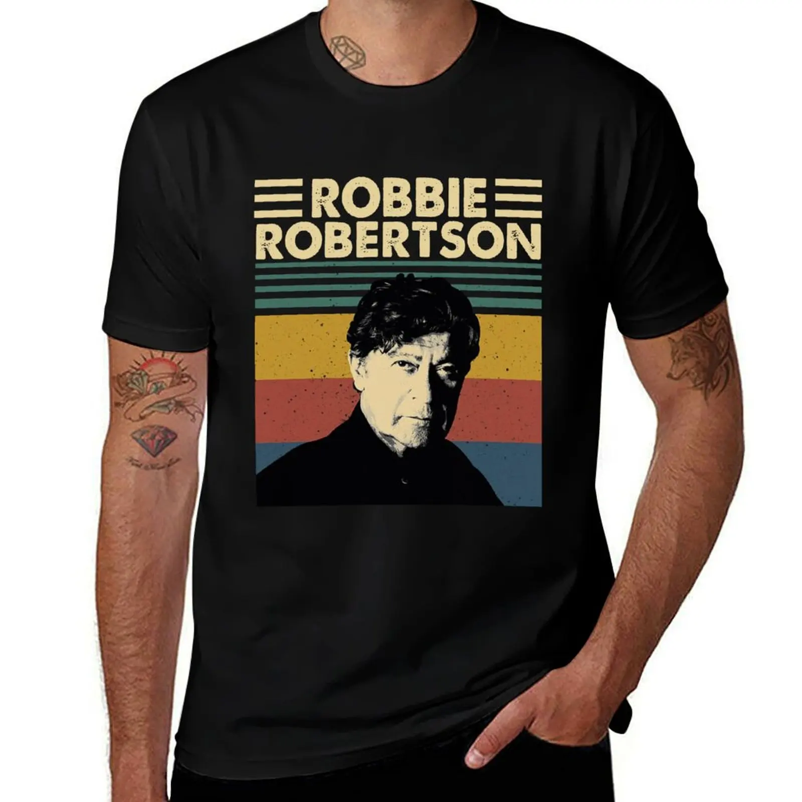 Robbie Robertson Retro Vintage T-Shirt Casual Fashion Print Tee Top T-Shirt