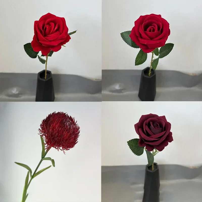 Wedding red floral materials artificial roses hydrangeas wedding hall soft furnishings