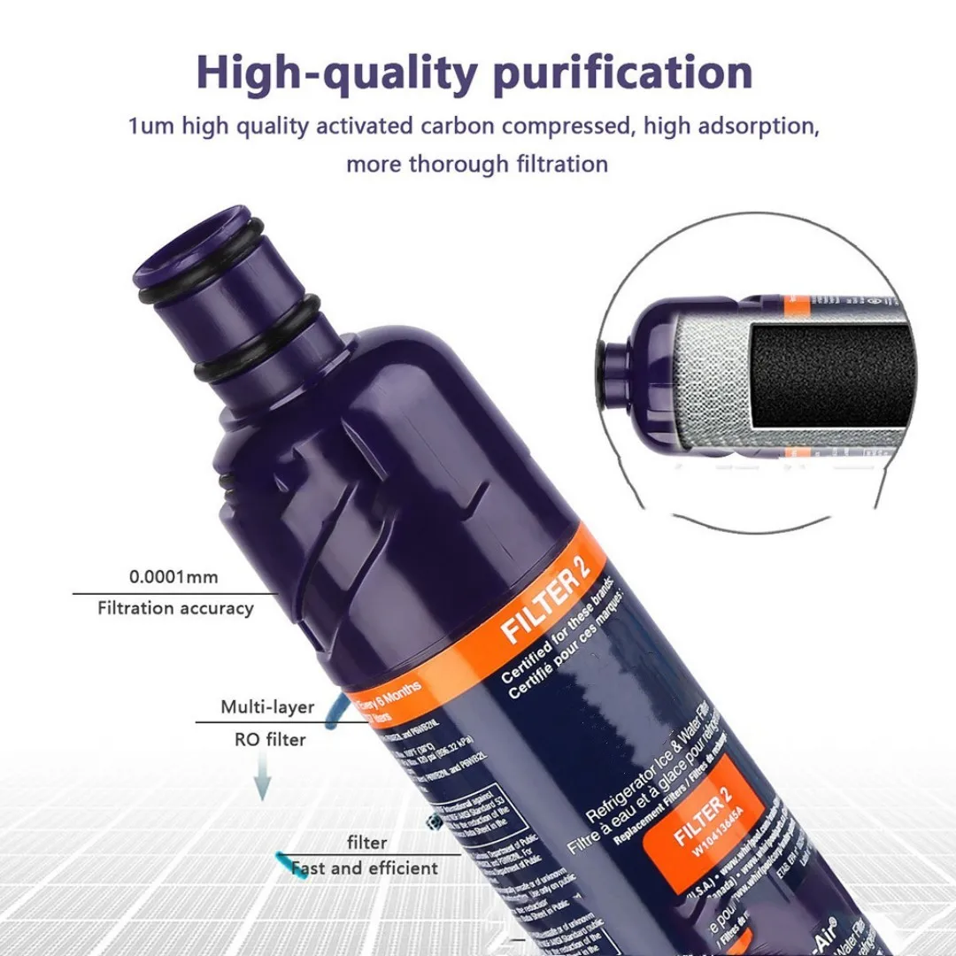 Activated Carbon Filter2 Refrigerator Water Filter Replacement For W10413645A、EDR2RXD1 9082、46-9903、P6RFWB2、PUR Filter 2