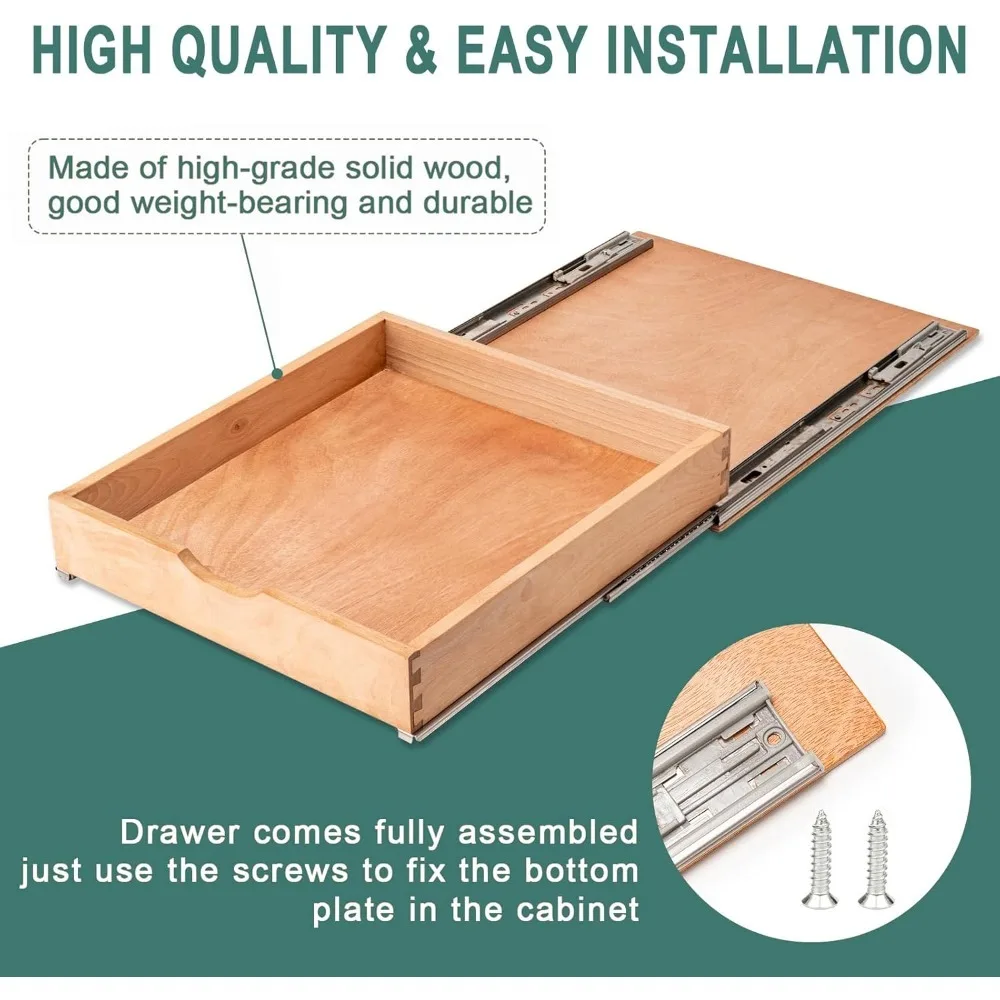 منظم درج خزانة قابل للسحب مجمع بالكامل مع شرائح إغلاق ناعمة سهلة التركيب بنفسك 21 وات × 21 دي
