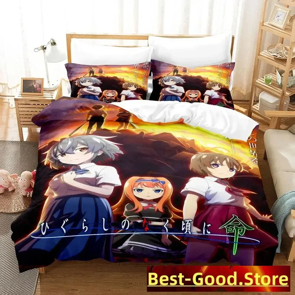 

2025 Higurashi no Naku Koro Ni Bedding Set Printed Bed Set With Pillowcase Duvet Cover Soft Single Double Queen Super King Size