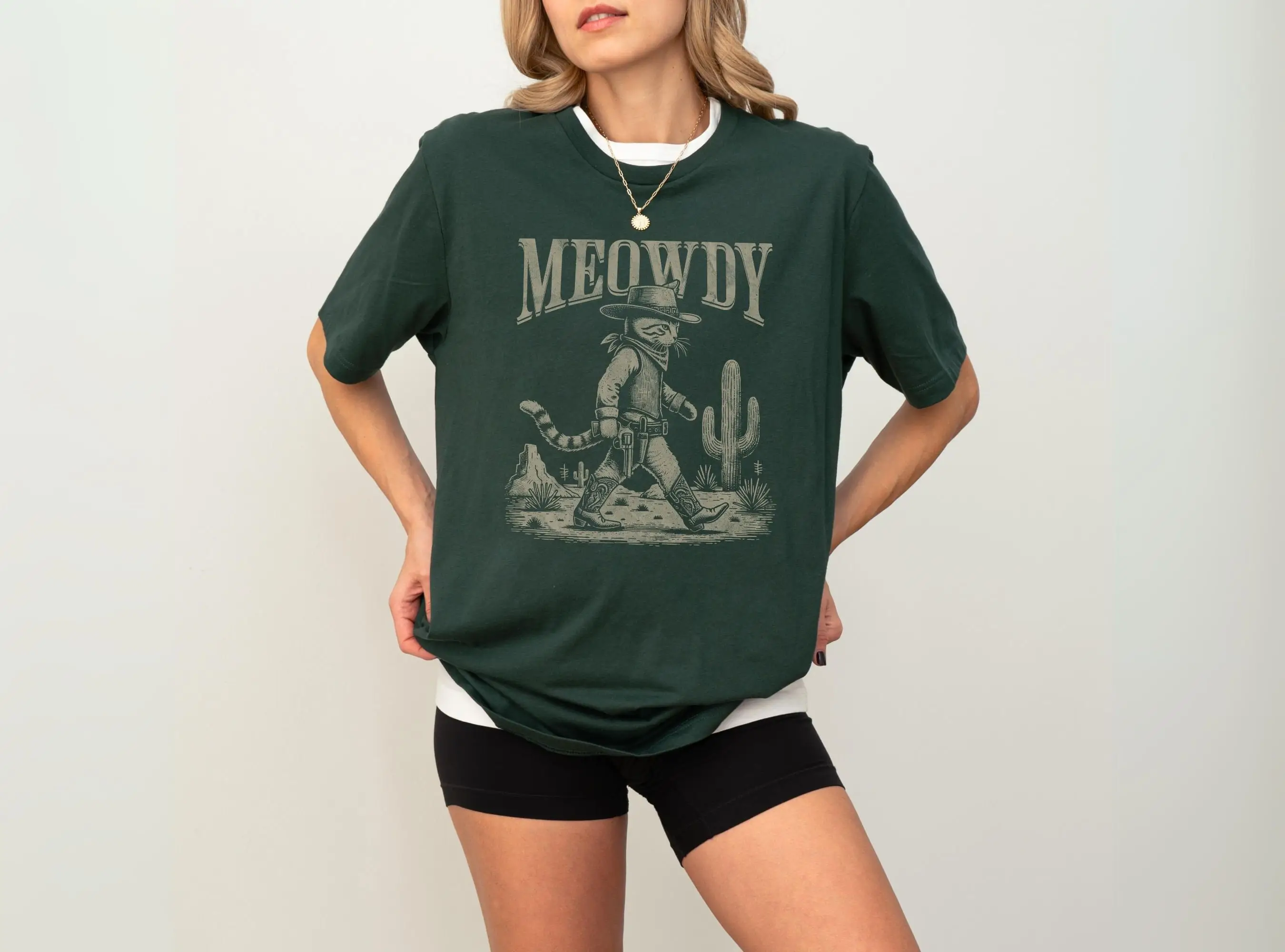 Meowdy T Shirt Country Western Vintage Retro Cowboy CaT Funny for Lover