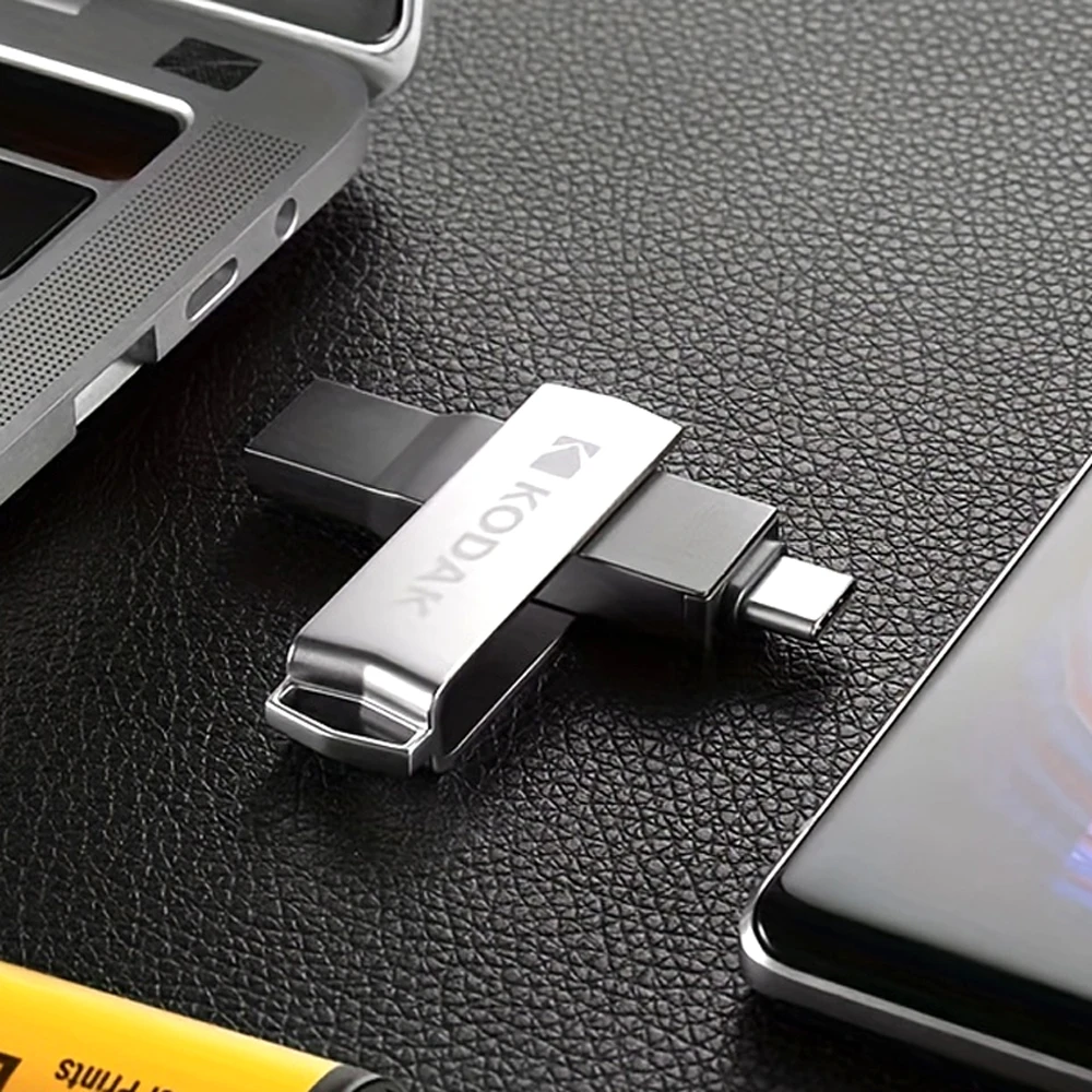 Kodak K273c Dual USB 3.2 Gen 1 Type-C Jump Drive USB-C Flash Drive Metal Swivel Design 32GB 64GB 128GB 256GB OTG Pen Drive