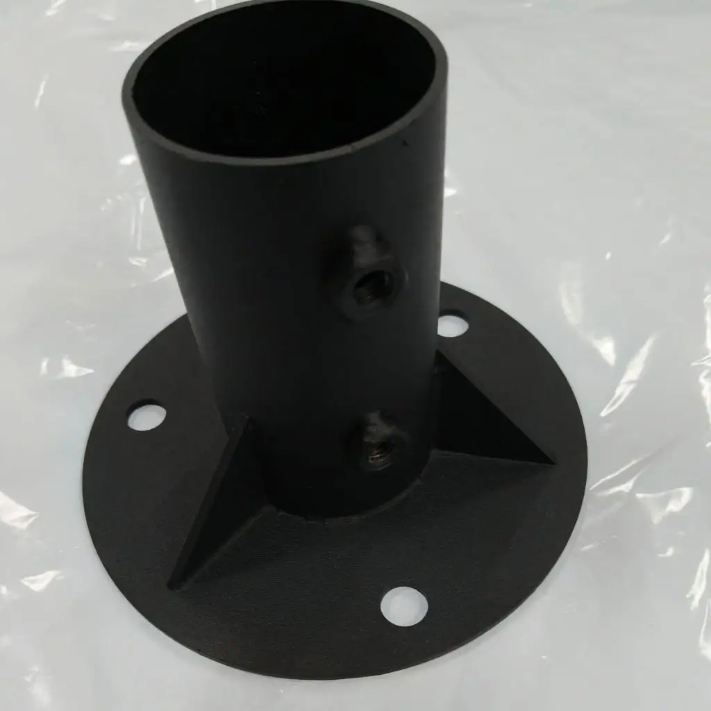 Round Fence Post Base Sturdy Floor Flange Steel Pole Bracket for Mailbox and Galvanized Fence Kit