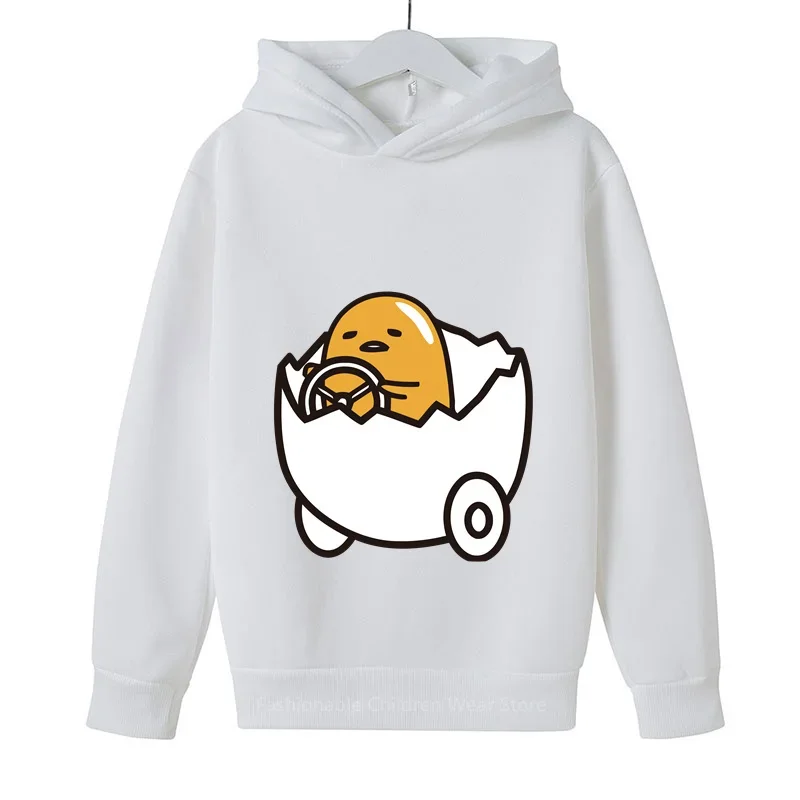 

New Sanrio Gudetama Cute Cartoon Print Kids Hoodie 2024 Spring-Autumn Boys Girls Cotton Stylish Outdoor Clothes