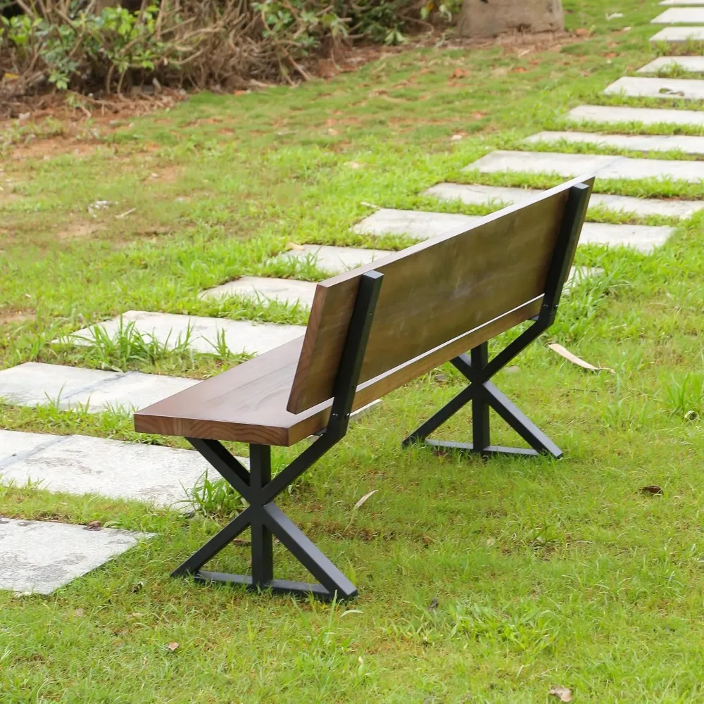 16 Inch Triangle Metal Bench Legs with Backrest Bracket Set of 2 - DIY Project for Outdoor & Indoor Use