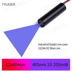 12/24V DC Input 10mW 30mw 50mw 80mw 100mw 150mw200mw 405nm Violet Blue Line Laser Diode Module DC Input 12x40mm Industrial Grade