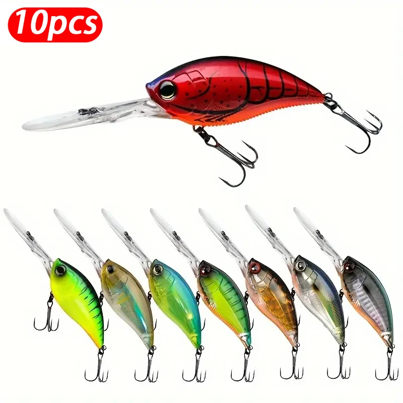 10-pcs-manivela-iscas-de-pesca-flutuante-fundicao-longa-wobbler-topwater-pesca-isca-de-pesca-minnow-swimbait-crankbait