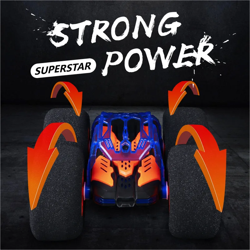 1 sponge four-wheel drive stunt car, wireless remote control toy car for boys and girls, 360 ° rotation and rolling
