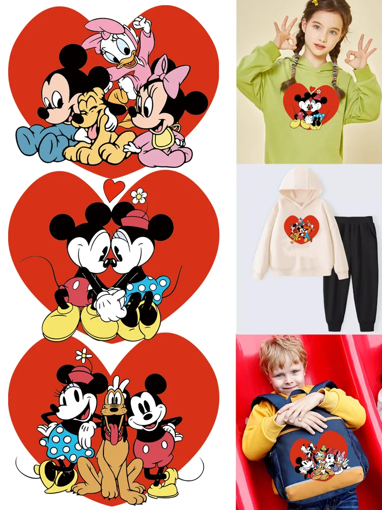 Love Mickey Mouse and Minnie Clothing patches thermo-stickers for children iron on transfer