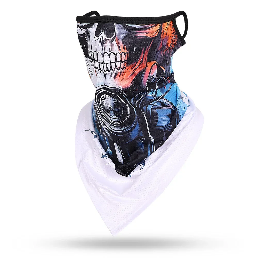 New 3D Skull Face Scarf Balaclava Earloop Anti-UV Dry Quick Ice Silk Sports Neck Gaiter Warmer Face Shield Summer Men Women Mask