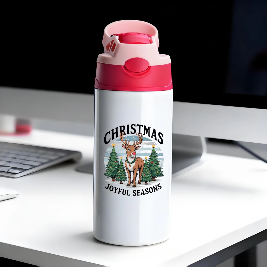 

304 stainless steel thermal cup + children's cartoon Santa Claus straw cup for Christmas warm and cute festive Christmas gift