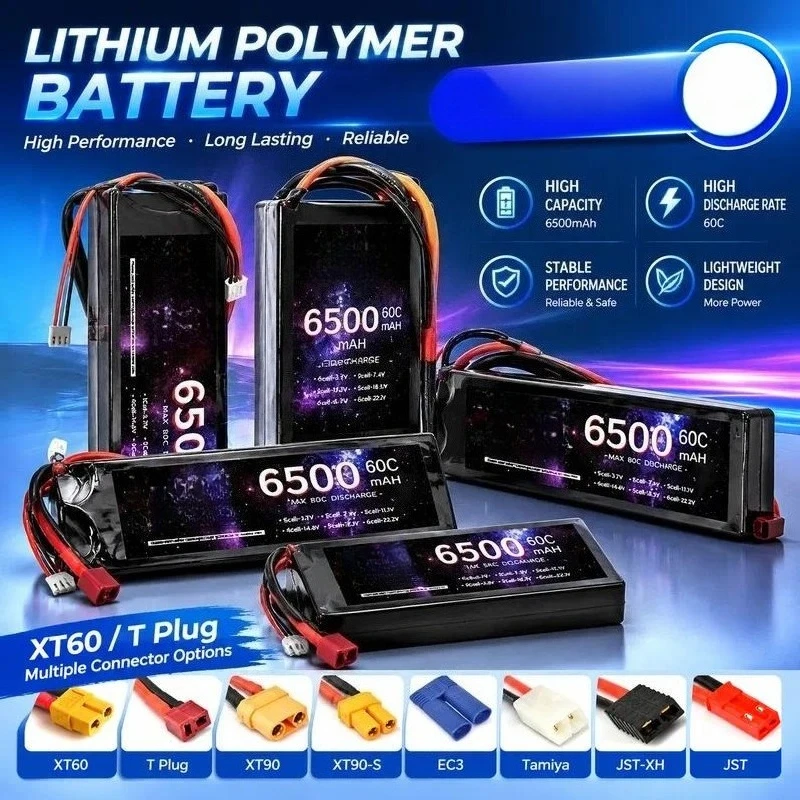 For 7.4V 6500mAh Hard Shell Battery for RC Car Model Big Foot Climbing Truck High Rate 60C Discharge
