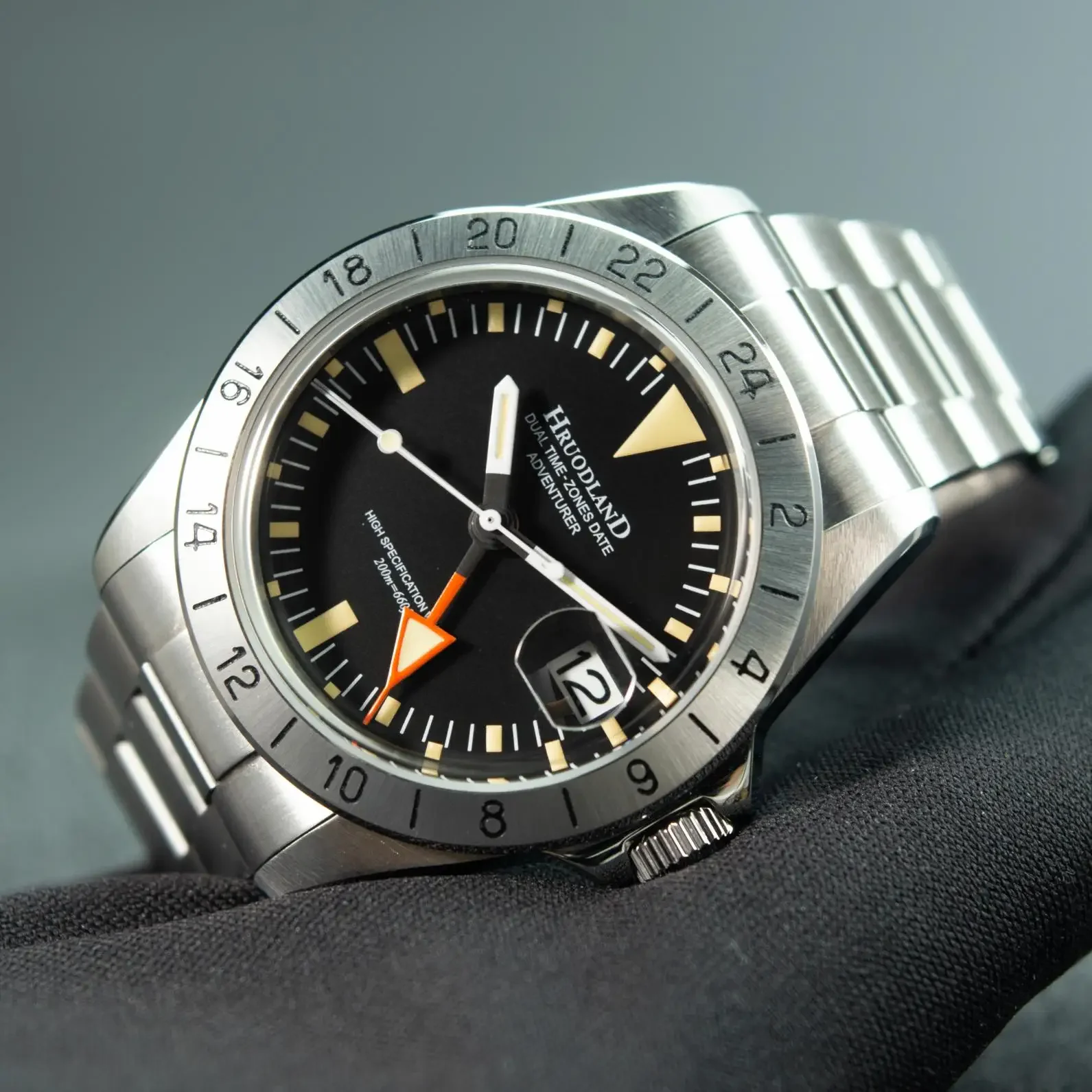 Hruodland F023 Retro Men Classic GMT Orologi Vetro zaffiro Giappone NH34 Orologi da polso subacquei meccanici automatici in acciaio inossidabile