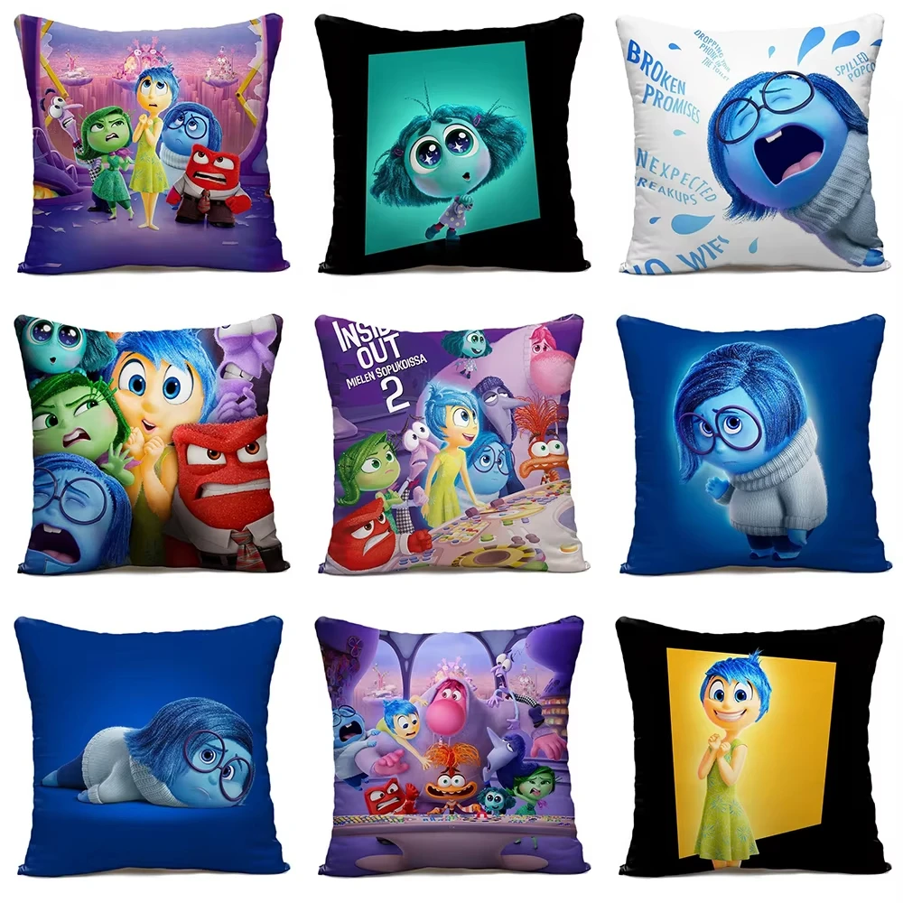 MINISO ديزني داخل خارج 2 وسادة تغطي ديكور المنزل على الوجهين طباعة وسادة مربعة غرفة المعيشة الديكور المخدة هدية