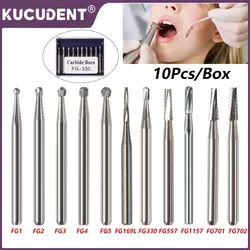 10Pcs/Box Dental Tungsten Carbide Burs Ball Round Head FG Series for High Speed Handpiece Dia.1.6mm Length 19mm FG330 FG169L FG1