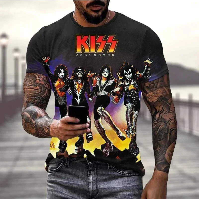 Rock Band T Shirts Kiss 3D Print Men Woman Fashion Cool T-shirt Short Sleeve Hip Hop Streetwear Harajuku Kids Tops Tees Clothing