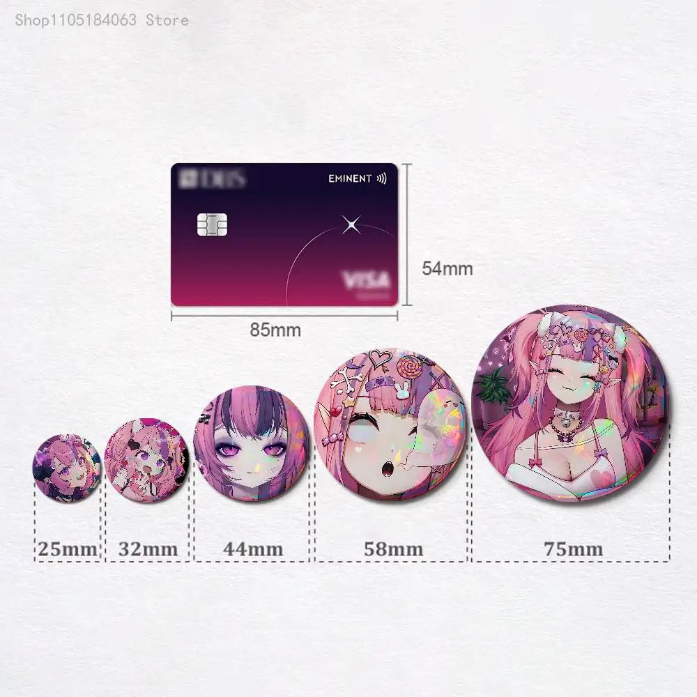 I-Ironmouse 58mm 44mm HD Print Brooch Badges Pretty Derby Round Display Brooches Lapel Pins