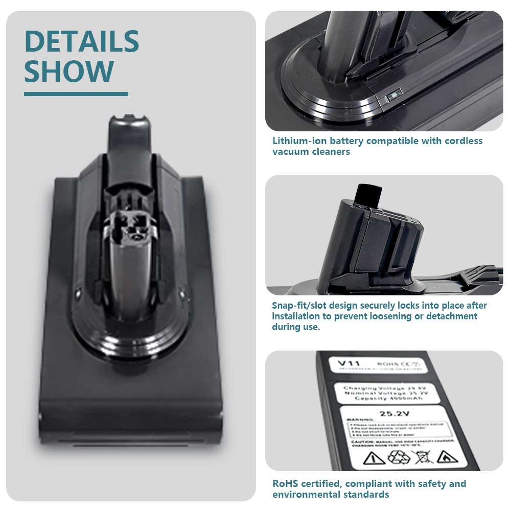 

25.2V 5.0Ah 21700 Li-Ion Battery for Dyson V11 Absolute Extra V11 Absolute V11 SV15 Vacuum Cleaner Fluffy SV15 Animal 970145-02